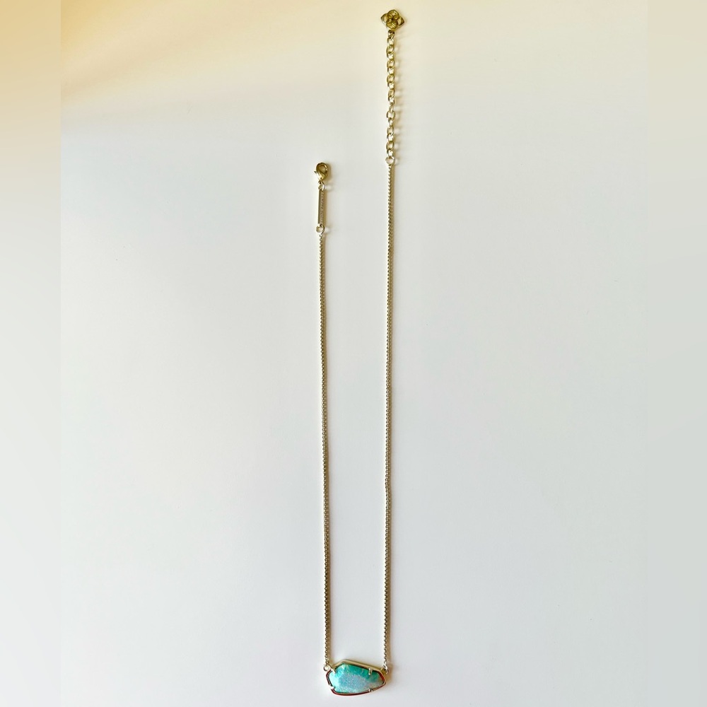 Kendra Scott Cami Gold Pendant Necklace in Aqua Kyocera Opal